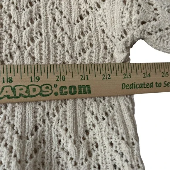 American Eagle Cream Open Knit Cropped Sweater Women's M Neutral Pullover Cozy - Picture 6 of 6